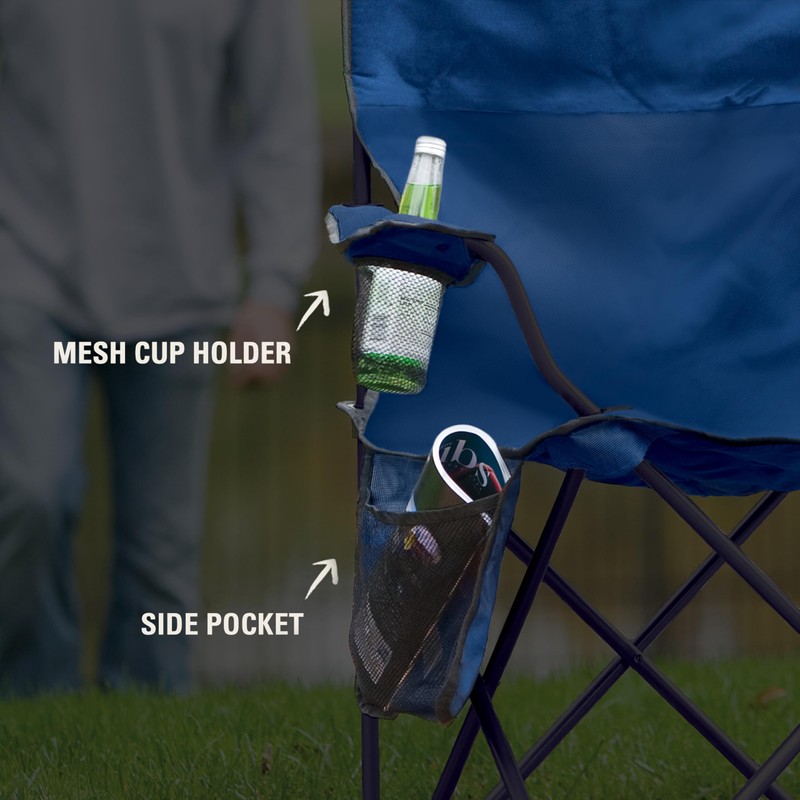 Coleman Portable Camping Chair with 4-Can Cooler, Cushioned Seat &