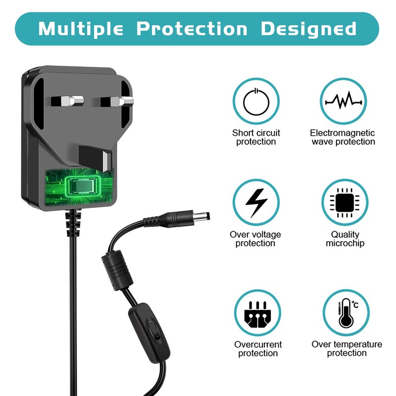 Security Camera Power Supply, 12V 2A Power Supply for 12Vdc