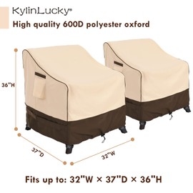 Kylinlucky Patio Furniture Covers Waterproof for Chairs, Lawn Outdoor Chair Covers Fits up to 32 W x 37 D x36 H inches 2 Pack