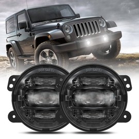 GXENOGO 4 Inch LED Fog Lights Compatible with Jeep Wrangler JK JKU 2007-2018, Black Front Bumper LED Lights