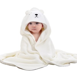 Asnewkit Hooded Baby Towel, Baby Bath Towels with Hood,Unique Animal Design Baby Towel with Hood Soft Absorbent Baby Bath Towels, for Newborn Baby Boy and Girl (White)
