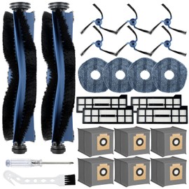 24 Pack X10 Pro Omni Replacement Parts for Eufy X10 Pro Omni Robot Vacuum Cleaner Accessories, 2 Main Brushes 4 Hepa Filter 4 Mop Pads 6 Dust Bags 6 Side Brushes 1 Screwdriver 1 Cleaning Brush