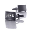 aplusashop ID Cufflinks Black + Engraving Stainless Steel Wedding Business
