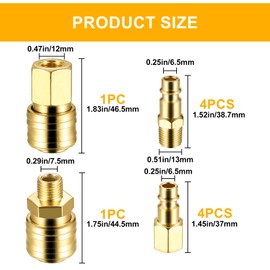 10 x Euro 1/4 NPT Compressed Air Coupling, 1/4 Inch BSP Quick Coupling for Hoses, Air Connection Compressed Air Couplings, Air Hose, Quick Connector, Coupling Plug, Air Line, Air Compressor Fittings