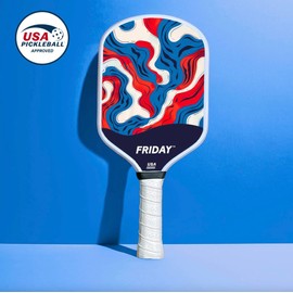 Friday Pickleball Paddle, USA Pickleball Approved, Durable Carbon Fiber, Thermoformed Unibody Design, Honeycomb Core, Gritty Surface for Spin (Summer Heat, 1 Paddle)