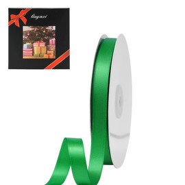 LIUYAXI Green Double Face Satin Ribbon 1/2" X 50 Yards, Ribbons Perfect for Crafts, Gift Wrapping, Bow Making and More