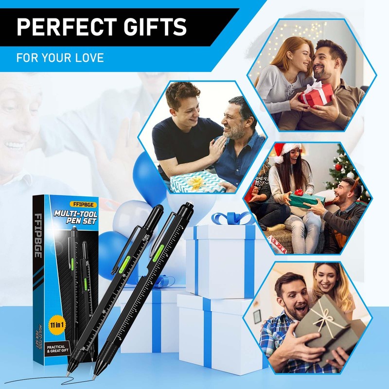 Christmas Stocking Stuffers for Men Adults, 2 Pack Multi-Tool Pen