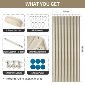 RINHARTEX Blackout Accordion Style Magnetic Door Curtain for Closet Pleated Folding Doorway Curtain Accordion Door Interior Room Divider Bedroom Bathroom Living Room (42x78,Cream Beige)