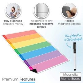 The Magnet Shop Magnetic Weekly Planner and Organiser – Fully Customisable Whiteboard for Family/Business Task and Meal Planning - with Free Pen (Multi-Coloured, A3)