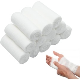 Elastic Gauze Bandage Rolls, 16Pcs Conforming Stretch Bandage Soft Gauze Roll,7.5 cm x 4.5 m, Conforming Stretch, White