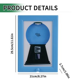 Fukaisu Candy Dispenser Picture Frame, Wall Mount Gumball Machine Creative Handy Candy Dispenser for Desk Countertop Adults & Children Room Sweet Display (Blue)