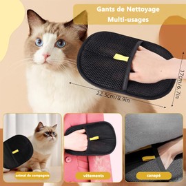 2 x Anti-Hair Gloves for Animals, Cat Hair Gloves, Anti-Static Gloves for Animal Hair, Reusable Gloves for Pet Hair Removal for Cleaning and Combing Pet Hair