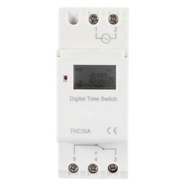 Walfront 30A Digital Timer Switch 7 Day Programmable Electronic Time Control Switch 16 ON/Off Timer Settings Screw/Rail Mounting (220V)