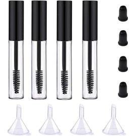 4 Pack Empty Mascara Tube with Eyelash Wand, ForSewian10ml Premium Eyelash Cream Container Bottle with Mini Funnels and Leak Stoppers (black)