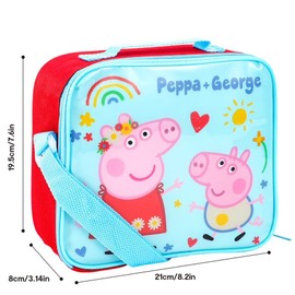 TDL Favourite Pig & George Lunch Bag with Rainbow Children's School or Travel Dinner Bag