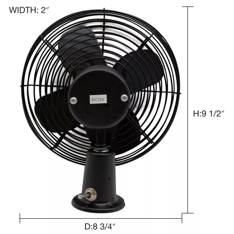 Facon 12V RV Cooling Fan with 2 Speed Switch, Dia: