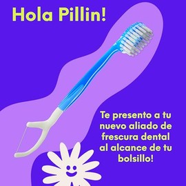 Pillo Cepillo de Dientes Mini desechable con pasta integrada - higiene bucal 4 en 1 - color Azul y Rosa - kit de 40