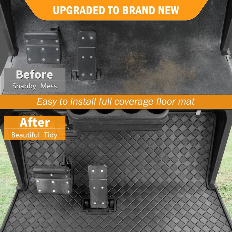 RIZINKART Golf Cart Floor Mat,Upgraded Non-Slip Full Coverage Liner Fits
