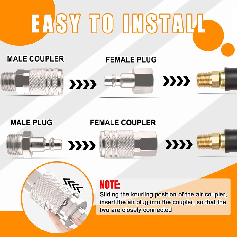 Ailbiuko Air Coupler and Plug Kit,34 PCS 1/4" Inch Body