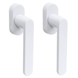 FELGNER Set of 2 Sevilla Window Handles in White, Classic Aluminium Handle Window Knob with Zinc Core + Hidden Screws + Oval Rosette Easy Installation Rotary Knob Corrosion Resistant Powder White