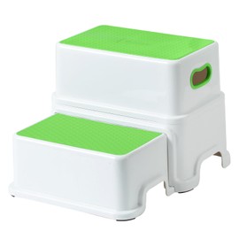 Victostar Toddler Step Stool,2 Kids Step Stool for Bathroom Sink,Baby Potty Stool with Anti-Slip Surface and Rubber Bottom,Plastic Stool with Handle for Toilet Potty Training Bathroom Kitchen