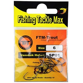 FTM Spoon Hooks Barbless – 10 Trout Hooks for Blinkers, Size: 6