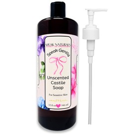Speak Naturals Unscented Castile Soap for Sensitive Skin 32 Fl Oz with Pump