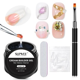 SUPWEE Clear Nail Extension Gel, Semi-solid 3D Sculpting Modeling Gel for Nail Art Builder Carving Structure Effect for Chrome Nail Powder, Sticking Rhinestones and Painting with Dual Form