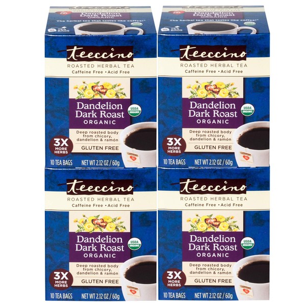 Teeccino Dandelion Tea Sampler - Caramel, Coconut, Dark Roast, Mocha Mint, Red Chai, Turmeric - Prebiotic Coffee Substitute | Caffeine Free | Gluten Free | Coffee Alternative, 12 Tea Bags (Pack of 2)