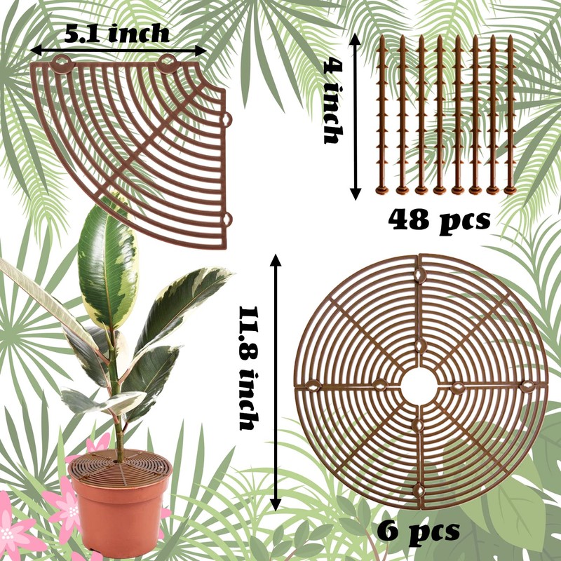 11.8 Inch Plant Pot Grid,6 Pack Plant Pot Soil Covers