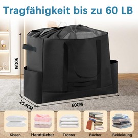 DSDCDJ Extra Large Travel Bag, Expandable Waterproof Travel Bag, Heavy Duty Carry Bag with Reinforced Handles, Foldable Tote Bag for Travel, Camping, Sports & Moving Boxes, 60 x 25.4 x 50 cm