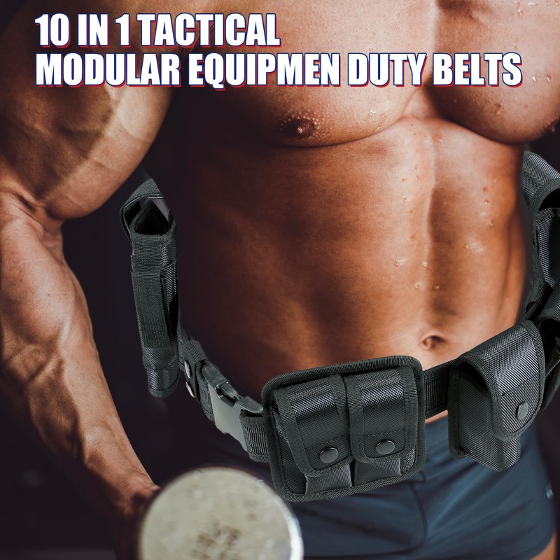 NYXOVA 10 in 1 Police Utility Belt Black Law Enforcement