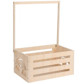 Jupwalz Wooden Baby Shower Crate Closet, Baby Shower Basket with Name Plate, Wooden Sign, Garland, Easy Assembly Baskets for Newborn Boys Girls, Pregnancy Gifts for New Parents (Small Size)