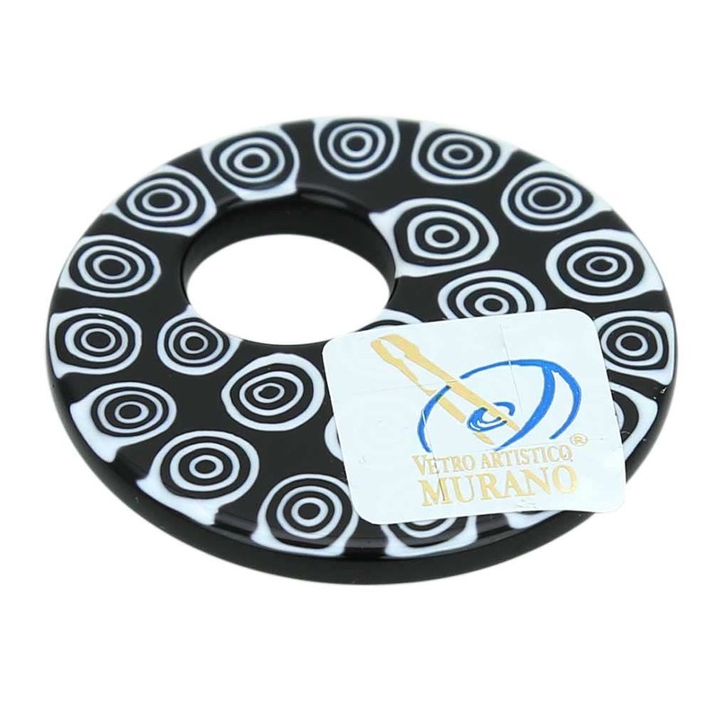 GlassOfVenice Women's Medium Round Pendant - Black And White