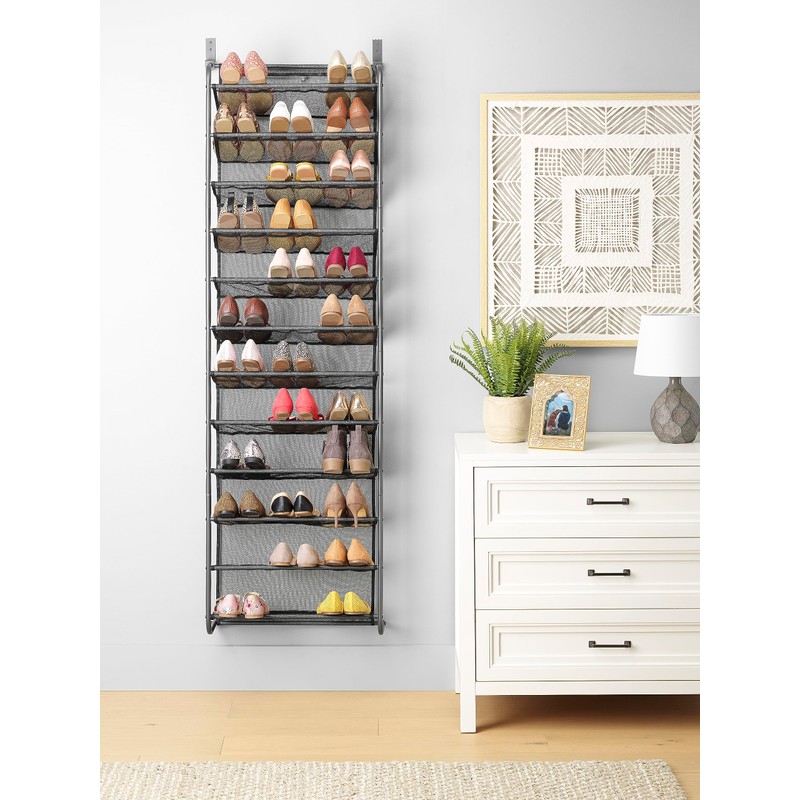 Whitmor 36 Pair Over the Door Shoe Organizer, 12 Tier