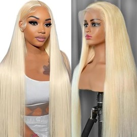 SWOTHEW 613 13x6 Lace Front Wig Human Hair 200 Density Blonde Straight HD Lace Front Wigs Human Hair Pre Plucked 613 Frontal Wigs Human Hair 24 Inch