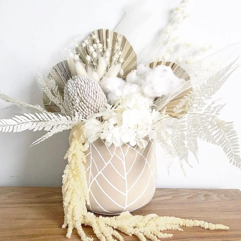 5 Pcs Cream White Hanging Amaranthus, 23" Preserved Cascading Flowers