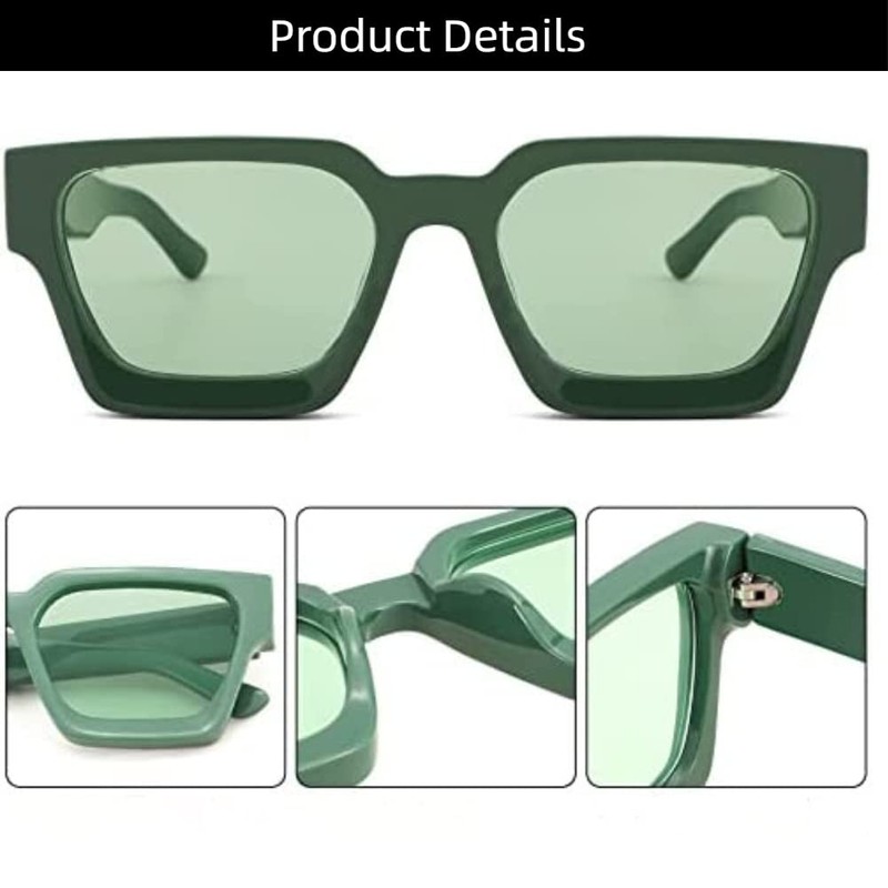 WDZAYXC Vintage Rectangular Sunglasses for Women Men Chunky Rectangle Sunglasses