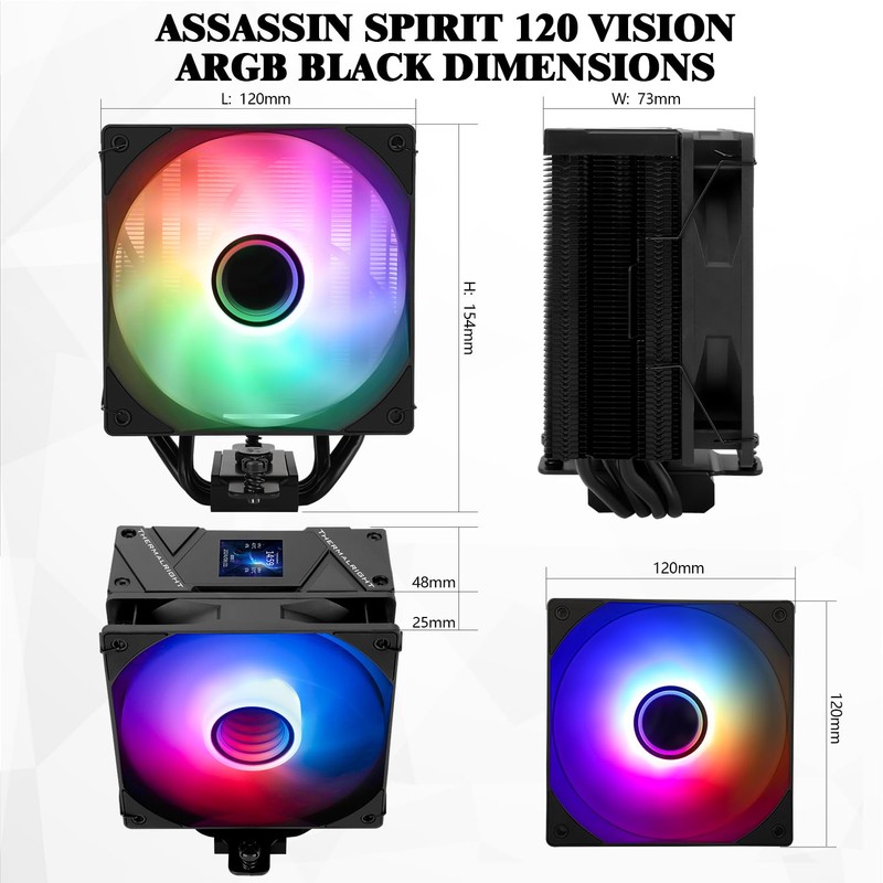 Thermalrlght Assassin Spirit 120 Vision ARGB Black CPU Air Cooler,