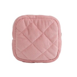 BMQY Makeup Bag, Small Travel Cosmetic Pouch Corduroy with Zip, Cosmetic Bags Diamond Quilting, Cute Make Up Bag for Women Girls with Compartments (Diamond-Pink)