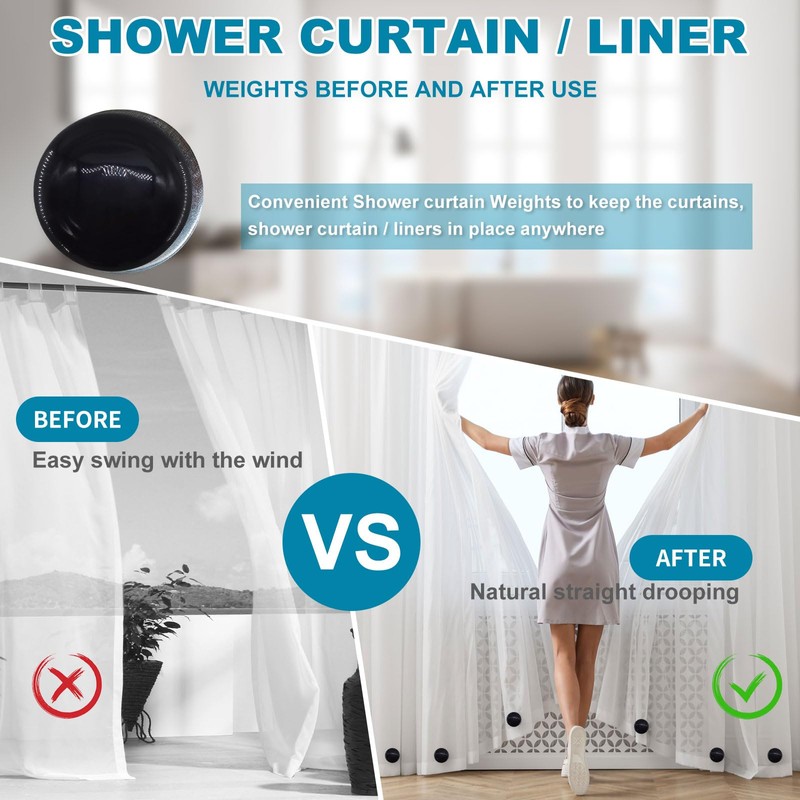 8 Pack Shower Curtain Weights Blocks, Heavy Duty for Curtains