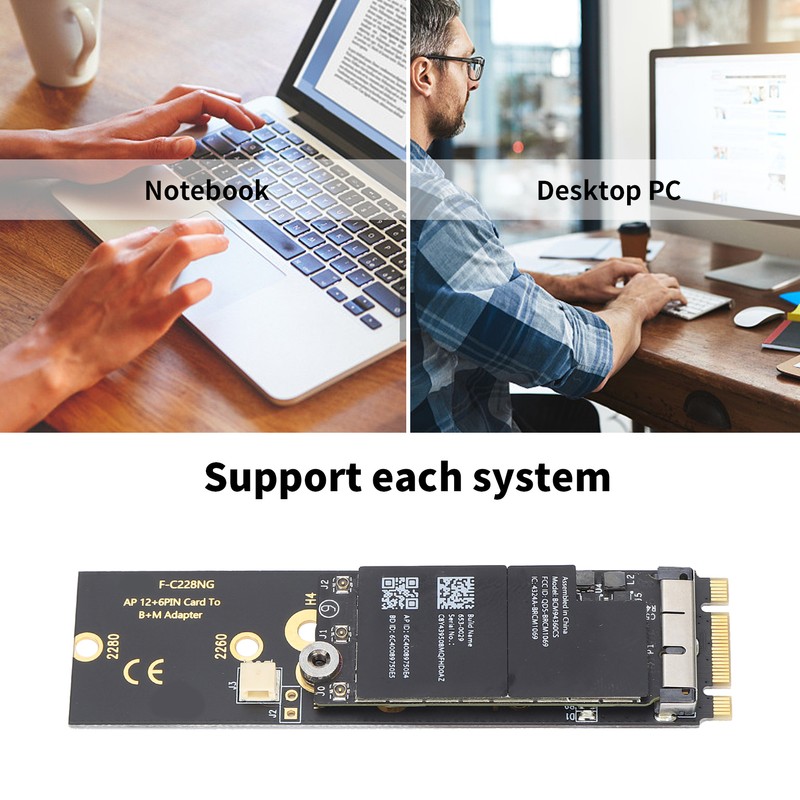 Card Adapter BCM94360CS WLAN Card to M.2 NVME SSD NGFF