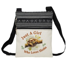 LiuenMgg Just Love Sloths Messenger Bag Small Ethnic Pattern Printed Adjustable Strap Crossbody Zipper Bag Phone Bag Wallet Cute Shoulder Handbag for Sloth Lovers Women Friends