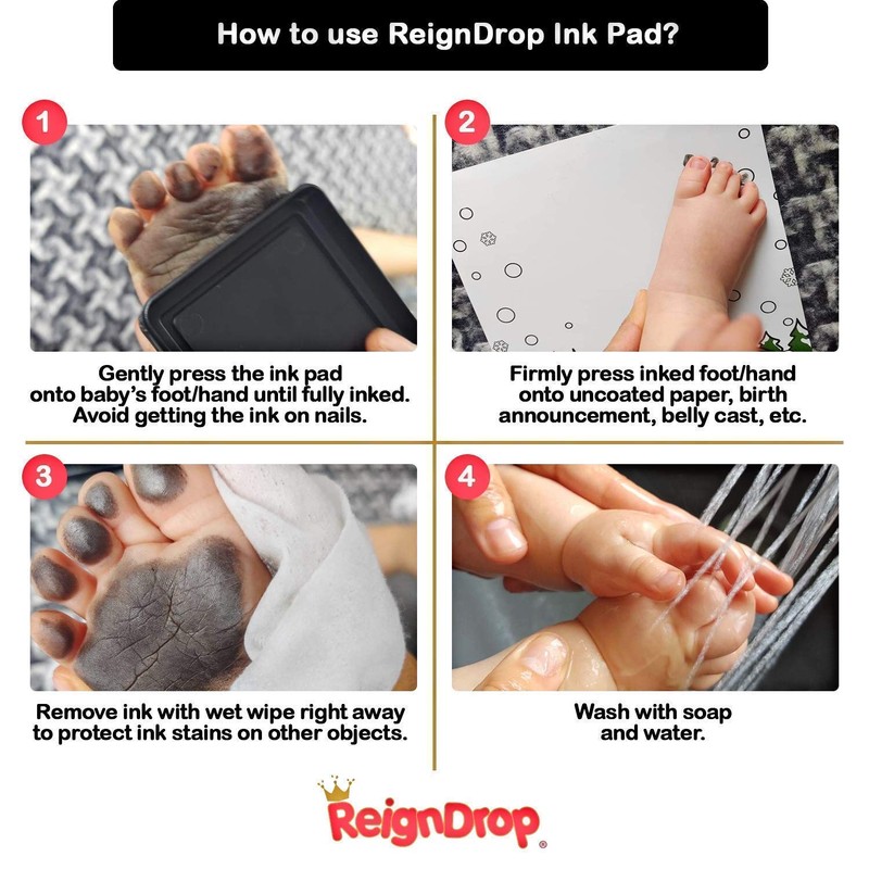 ReignDrop Ink Pad For Baby Footprint & Handprint - Creates