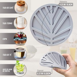 Posavasos de Mesa, 6 Pcs 4 Inch Posavasos de Silicona Antideslizantes de Doble Cara, con Soporte de Almacenamiento para Bares, Cocinas,Hogares, Restaurantes o Cafés