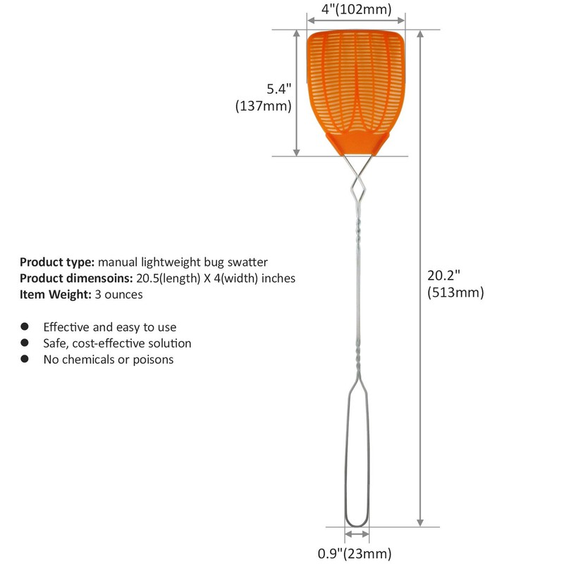 5PK of Metal Handle Hand Fly Swatters