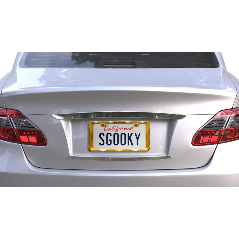 Sgooky 3D Curly Wave Pattern License Plate Holder Chrome License