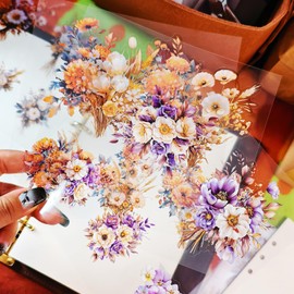 Bomichi 120pcs Flowers Stickers for Scrapbooks Laptop Water Bottles Skateboard Notebooks Phone Kindle, Cute Vinyl Stickers for for Kids Teens Adults Girls