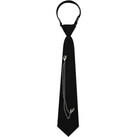 Ties for Women Adjustable Pre-tied Womens Tie, Punk Metal Chain Necktie Black Tie for Women School/Party/Graduation - Color: Love Shape-silver