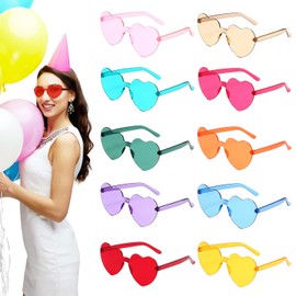 Pack of 10 Clear Party Glasses Sunglasses Party Heart Sunglasses Party Accessories Hearts Glasses Heart Glasses for Holiday Parties, Birthday Parties, Music Festivals Photo Props